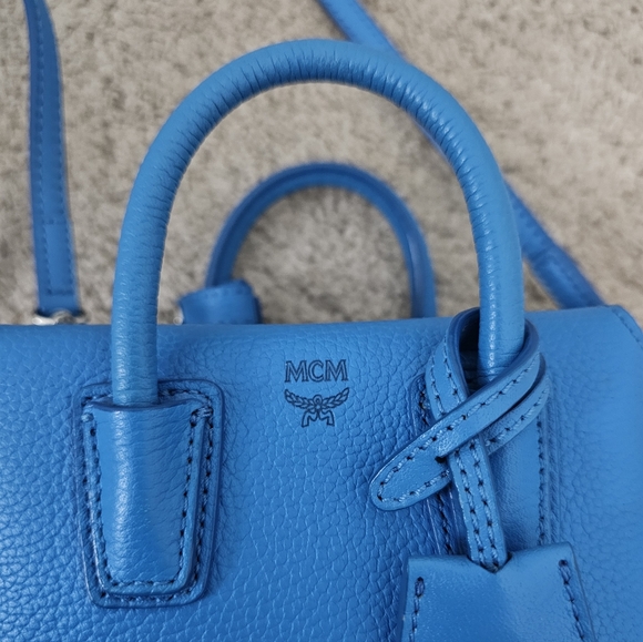 Authentic MCM Blue Leather Mini Bag - Picture 3 of 14